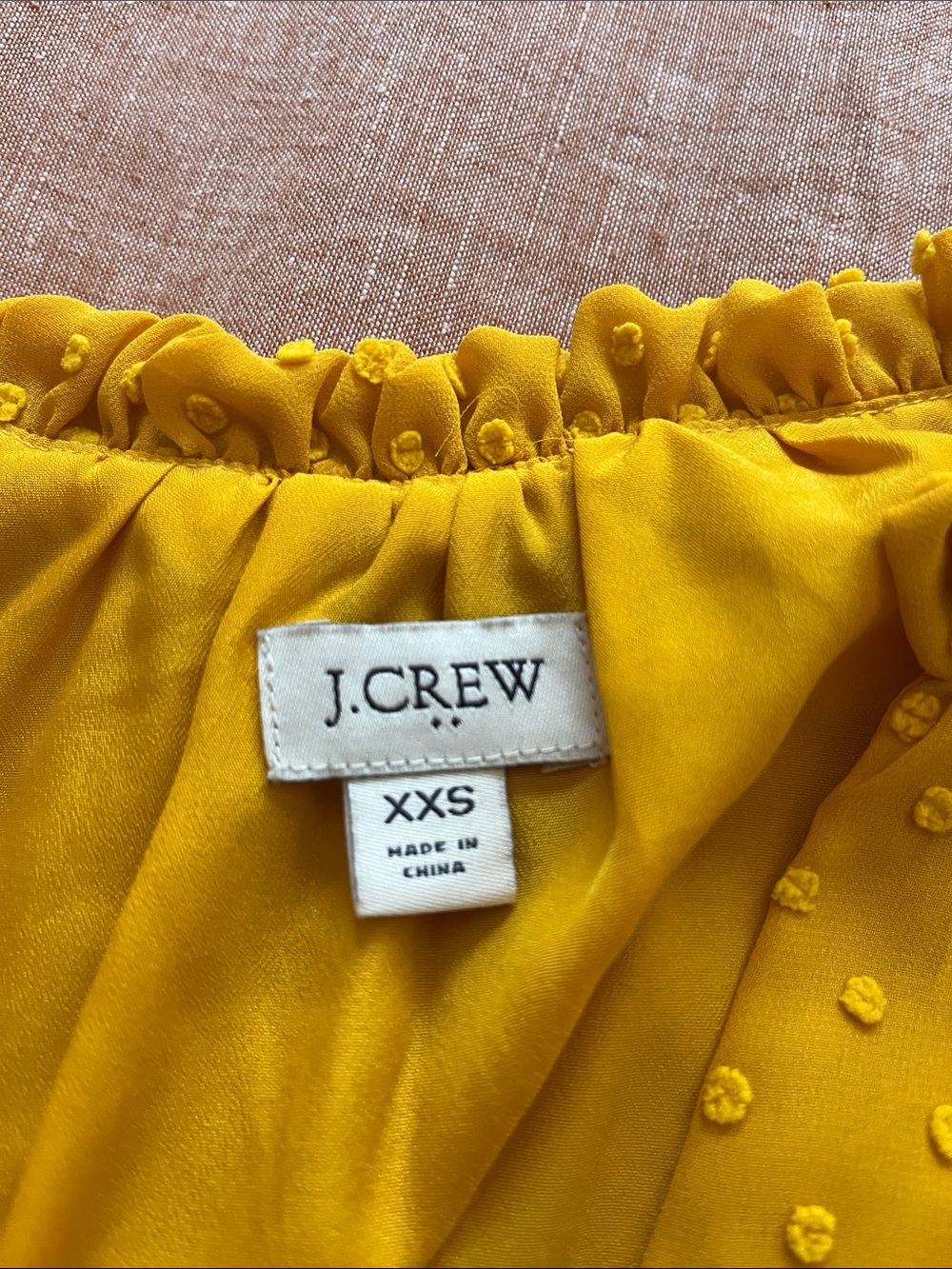 J. Crew Mustard Yellow Swiss Dot Blouse - Picture 2 of 4